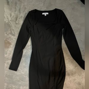 long sleeve black body con dress